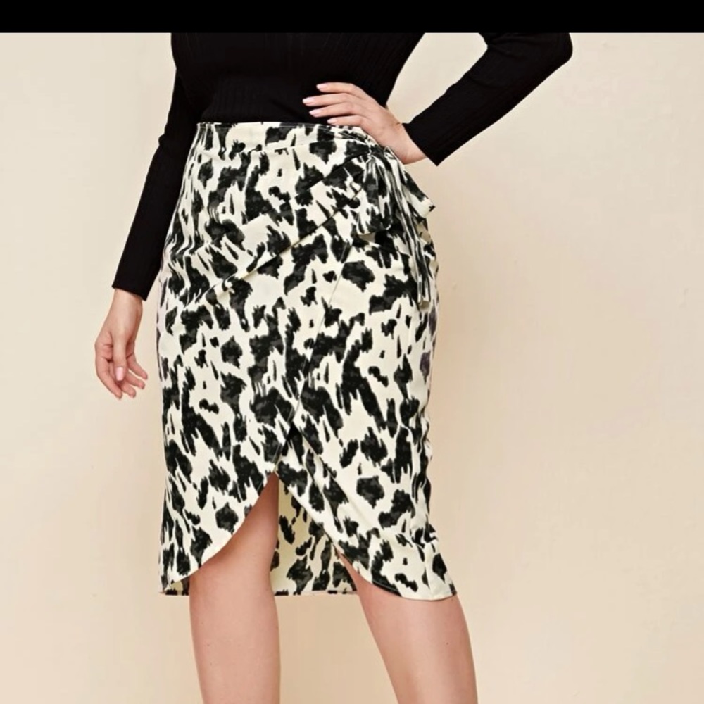 4XL Size 20 Shein All Over Leopard Print True Wrap Skirt